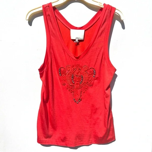 Phillip Lim 3.1 red rhinestone tank top sleeveless access - Picture 1 of 7